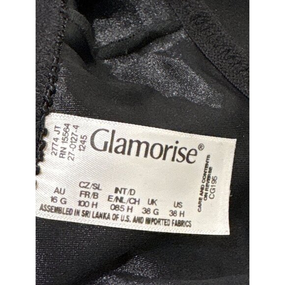 Glamorise Elegance Front Close Wonderwire Bra Black Sz 38H - Picture 6 of 8